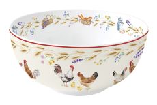 Салатник, 23 см, 2,5 л, фарфор P, молочный, Куры, Country Life, 62939