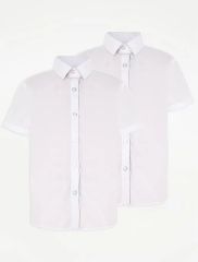 Girls White Slim Fit Short Sleeve School Shirt 2 Pack
