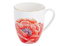 Кружка, 400 мл, фарфор F, белая, с золотистым кантом, Мак, Flowers, 60493