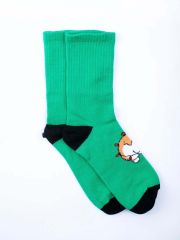 102904_OAU Носки для мальчика и девочки зеленый/черный Корги (вар.1) Orby