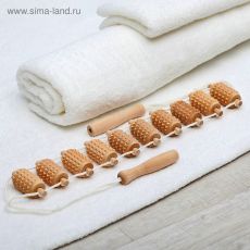 1403385 Массажёр-лента деревянный, роликовый, зубчатый, 10 звеньев