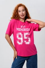 453528 Натали Футболка Memories+фуксия