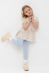 521472 CROCKID Туника песчаный, зайчики и ромашки