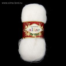 1969635 Пряжа "Kid mohair royal" 62% мохер, 38% полиамид 500м/50гр (55 Белый)