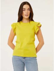 Lime Frilled Sleeve T-Shirt