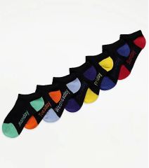 Black Day of the Week Cotton Rich Trainer Liner Socks 7 Pack