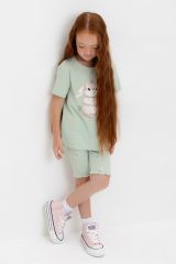 503234 CROCKID Шорты пастельно-зеленый, милые цветочки