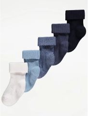 Blue Ribbed Socks 5 Pack