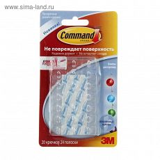 1242814 Легкоудаляемая клипса Command 17026CLR, для гирлянд, прозрачная основа, 20 шт