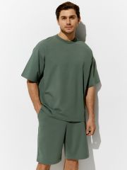 OmU 1453С Футболка мужская OVERSIZE, CO+EL Omsa Футболка Militari (Зеленый)