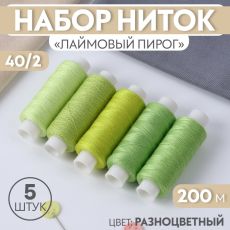 10242608 Набор ниток «Лаймовый пирог», 40/2, 200 м, 5 шт, цвет разноцветный