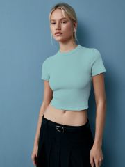 Mi 1421С Fresh Футболка укороченная (кашкорсе) Minimi Футболка Blu Сhiaro (Голубой)