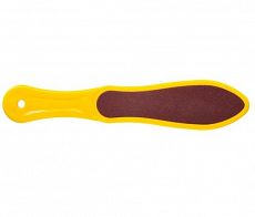 023695 Domix Green Professional. Тёрка абразивная ЖЁЛТАЯ педикюрная двусторонняя с пластиковой ручкой