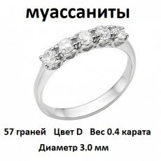 Кольцо с муассанитом родированное серебро 925*