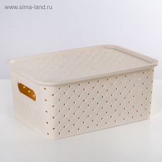 4192023 Корзина для хранения с крышкой «Береста», 3 л, 23,5×17,3×10,5 см, цвет слоновая кость