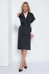 К12463-4 Костюм (Жилет+Юбка) LADY TAIGA Темно-синий