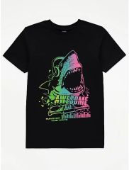 Black Awesome Rainbow Shark T-Shirt