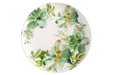Блюдо, 37 см, керамика, круглое, белое, Зеленые цветы, Botanical, 60029
