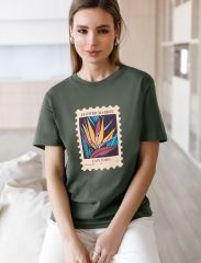 506933 VILATTE Футболка т.оливковый_flower_market