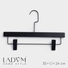Вешалка для брюк и юбок LaDо́m Black Lotus, 35×1.1×24 см, длинный крюк, с зажимами, чёрная