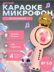 Портативный караоке микрофон, 5 Вт, 1200 мАч, LED, розово-золотистый 10325641