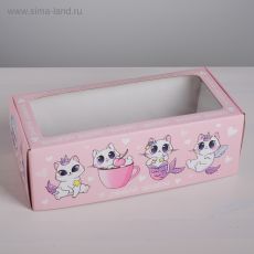 4774292 Коробка складная с PVC-окном «Котики», 16 × 35 × 12 см