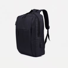Рюкзак на молнии, 2 наружных кармана, с USB, цвет чёрный 7636377