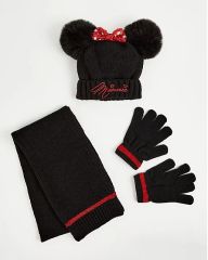 Disney Minnie Mouse Knitted Hat Scarf and Gloves Set
