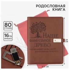Родословная книга со встроенной флешкой 16 Gb «Наше фамильное дерево», 17,5 х 23 см. 9874514