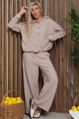 К13281-8М Костюм (Жакет+Брюки) LADY TAIGA Бежевый меланж