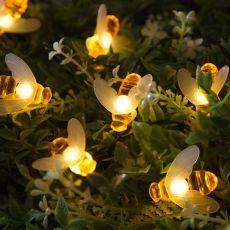 4137047 Гирлянда «Нить» 4.5 м с насадками «Пчёлки», IP44, тёмная нить, 30 LED, свечение тёплое белое, 2 режима, солнечная батарея