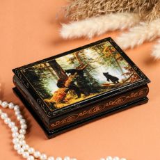Шкатулка «Мишки в лесу», 10×14 см, лаковая миниатюра 2566806
