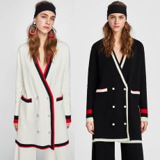 Двубортный вязаный кардиган ZARA