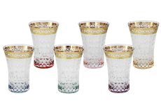 Стакан, 13 см, 280 мл, 6 шт, стекло, цветной микс, с золотистым кантом, Arlequin Gold, 46055