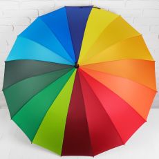 Зонт - трость полуавтоматический «Радуга», 16 спиц, R = 62 см, цвет разноцветный МИКС 3090549