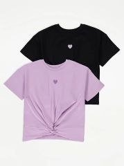 Heart Twist Front T-Shirts 2 Pack