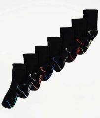 Black Days of the Week Cotton Rich Ankle Socks 7 Pack