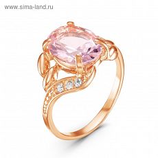 4853591 Кольцо "Лунное сияние" овал, позолота, цвет розовый, 18 размер