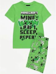 Minecraft Green Slogan Short Pyjamas