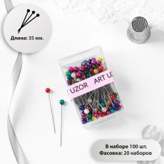 ЦЕНА ЗА 20 УПАКОВОК! 744337 Булавки портновские, 35 мм, 100 шт, цвет разноцветный