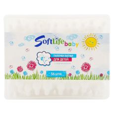 Ватные палочки SoftLife Baby для детей с ограничителем 56 шт