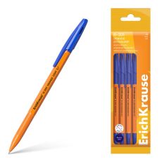 10603537 Набор ручек шариковых 4 штуки ErichKrause R-301 Stick&Grip Orange узел 0.7мм, цвет синий