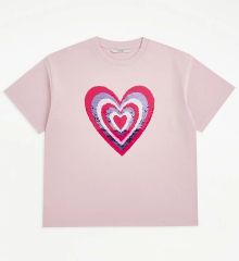Pink Flip Sequin Heart T-Shirt