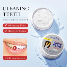 SADOER Зубной порошок для отбеливания зубов, для курящих WHITE PLUS, 50гр Арт.: 2664 Порошок для отбеливания зубов. Входящий в состав жемчужный, порошок классно отбеливает зубы даже в труднодоступных