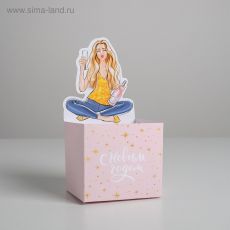 ЦЕНА ЗА 5 ШТ! 5287578 Коробка для мини-букетов «С Новым годом», девушка, 12 х 24 х 10 см