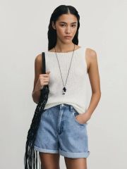 ZR2505092317-102 шорты джинсовые женские голубой индиго ZARINA