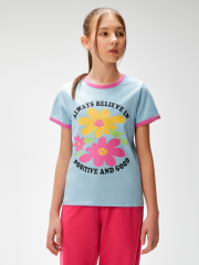 20230510010 Футболка детская для девочек Lisbon голубой ACOOLA Kids