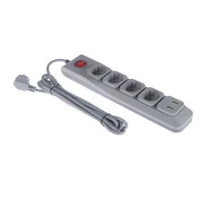 Сетевой фильтр Uniel Lux, 4 розетки, USB 2.1 А, 3 м, 10 А, 2500 Вт, ПВС 3х0.75, с з/к, серый 7884124