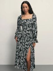 ZR2505022902-229 платье женское черный цветы мелкие ZARINA