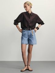 ZR2505092327-102 шорты джинсовые женские голубой индиго ZARINA
